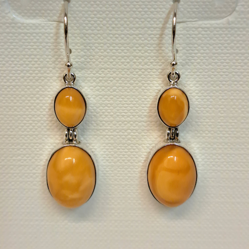 Click to view detail for HWG-2374 Earrings, Double Oval Drop Butterscotch $38